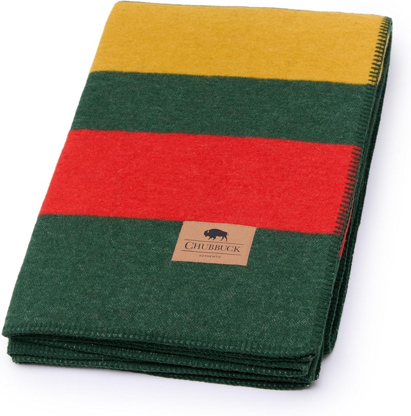 Chubbuck Authentic Chubbuck 100% Wool Blanket Camping (60" x 84") - Large Warm Blanket for Camping, Emergency, Outdoor Concerts and Home Use - Fire Retardant, Soft and Warm Blankets for Winter (Windsor) - Image 1